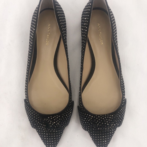 Ann Taylor Black Camryn Studded Bow Flat - Picture 4 of 7